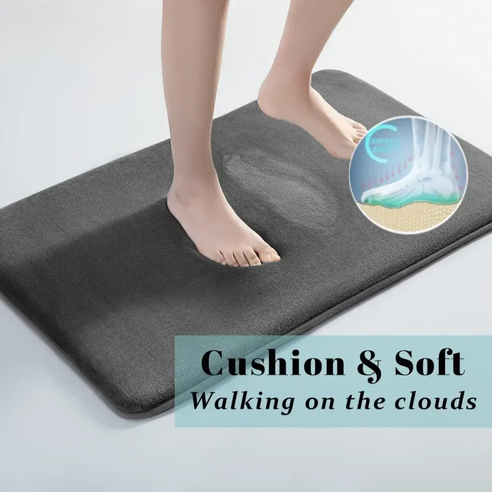 Dark gray decorbites™ absorbent coral velvet bathroom door mat with plush cushioned velvet floor texture for comfort