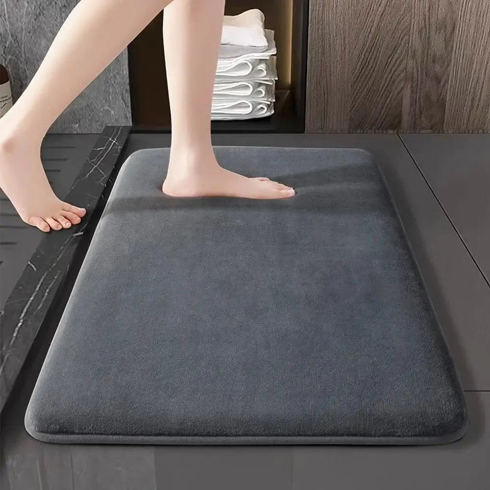 Dark gray decorbites absorbent coral velvet bathroom door mat with plush velvet floor mat texture and raised edges