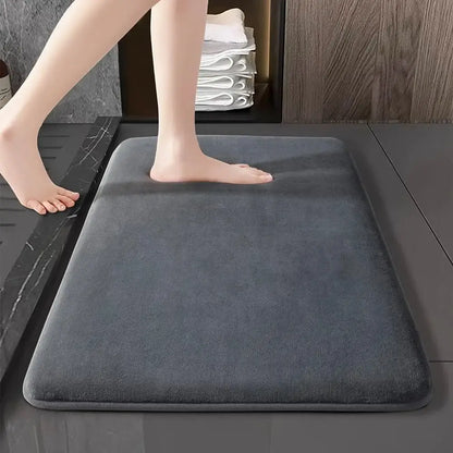 Dark gray decorbites absorbent coral velvet bathroom door mat with plush velvet floor mat texture and raised edges