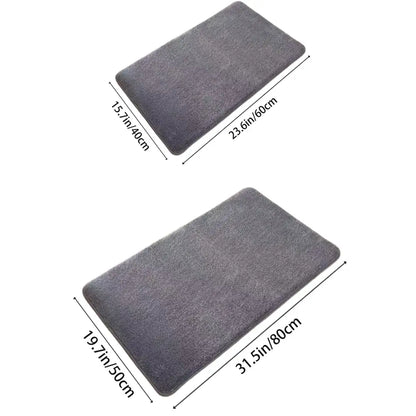 Decorbites™ absorbent coral velvet gray rectangular bath mat with plush velvet floor surface and rounded corners