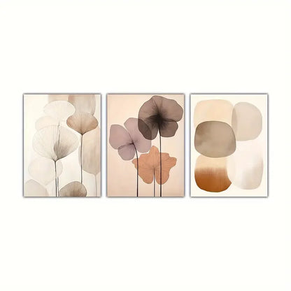 Abstract Beige Japanese Flower Canvas Wall Art