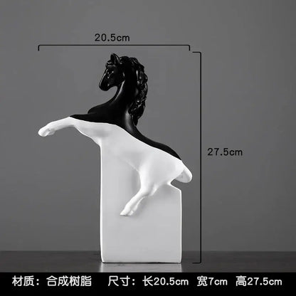 Black and white resin horse abstract sculpture with sleek modern design for living room decorbites golden horse figurine