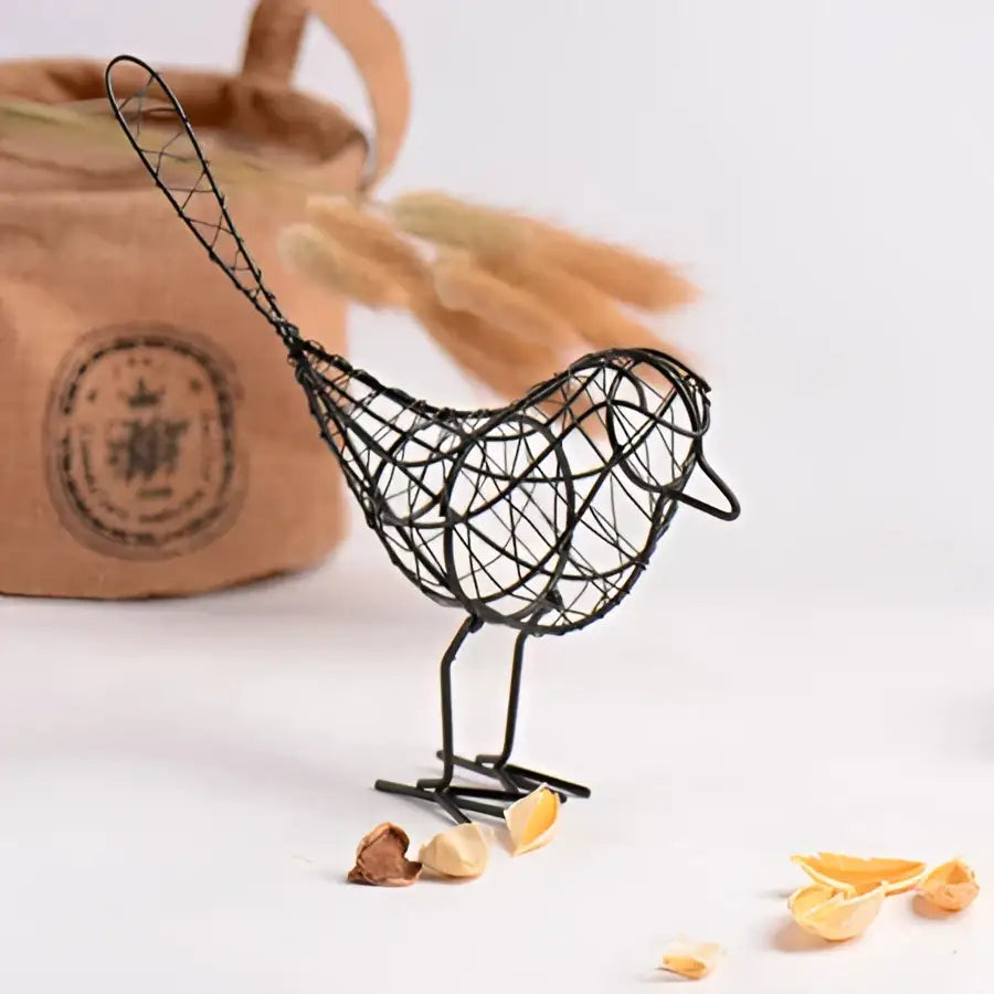 Black wire bird figurine with delicate mesh design iron bird figurines decorbites iron bird for living room decor