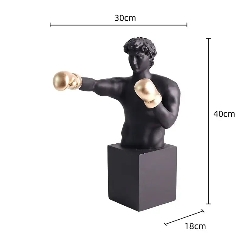 Black and gold boxing champion bust sculpture on black pedestal decorbites boxer resin statue for living room decor