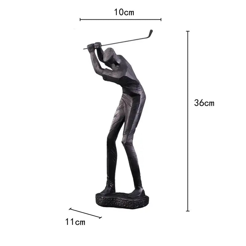 Black matte golf player sculpture 36cm tall with stylized design and textured base for decorbites golf player decor