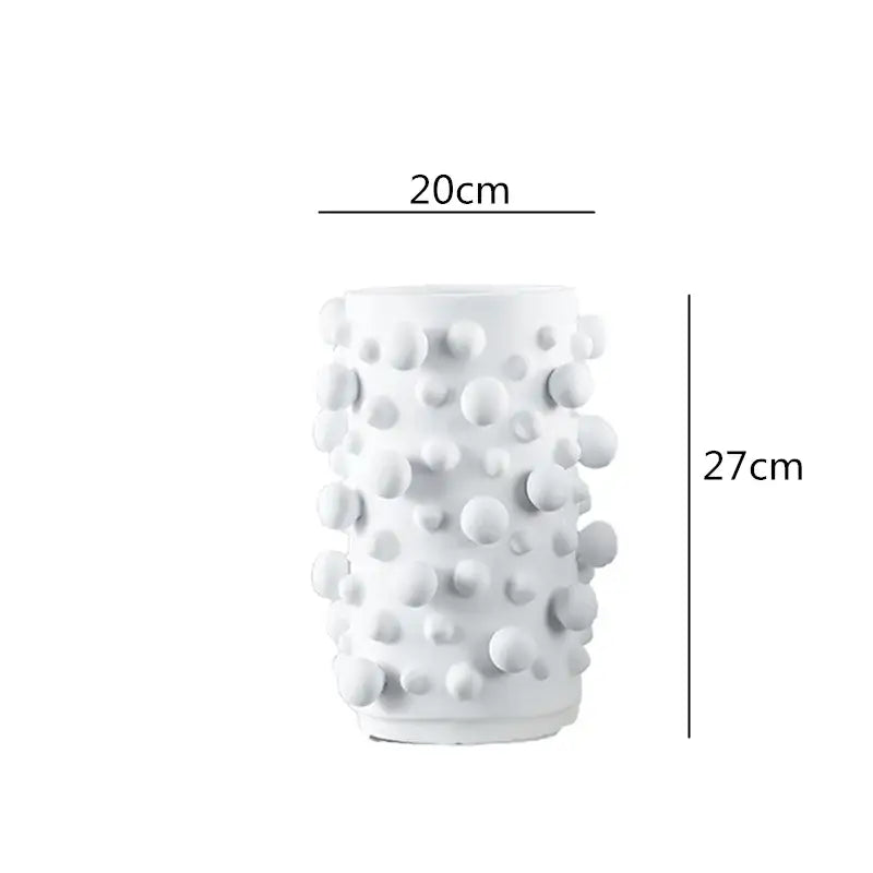 White ceramic vase with textured irregular bumps for decorbites black white abstract living room decor