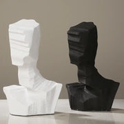 Abstract black and white resin decoration bust sculptures with textured geometric faceted surfaces for living room