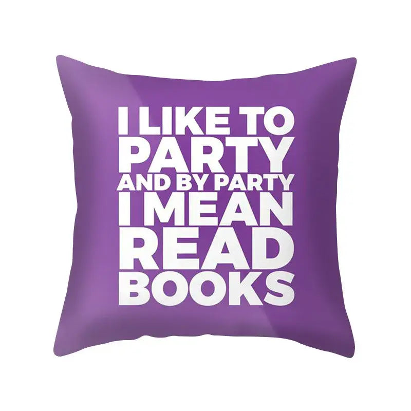 Purple throw pillow case with white text on blue purple polyester decorbites blue purple bedroom throw cover