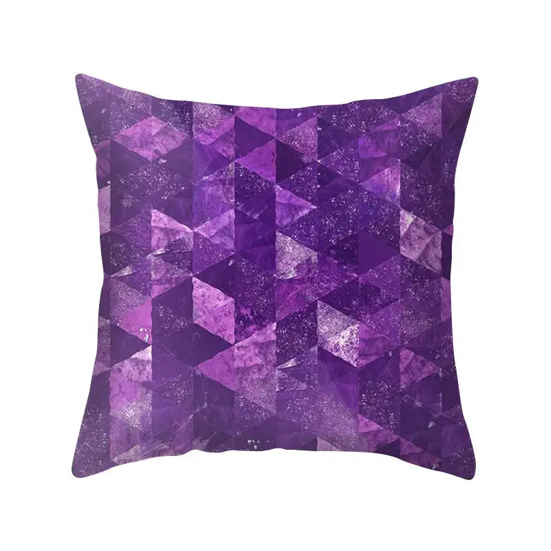 Purple geometric-patterned pillow case with textured faceted design in blue purple polyester for decorbites bedroom throw cover