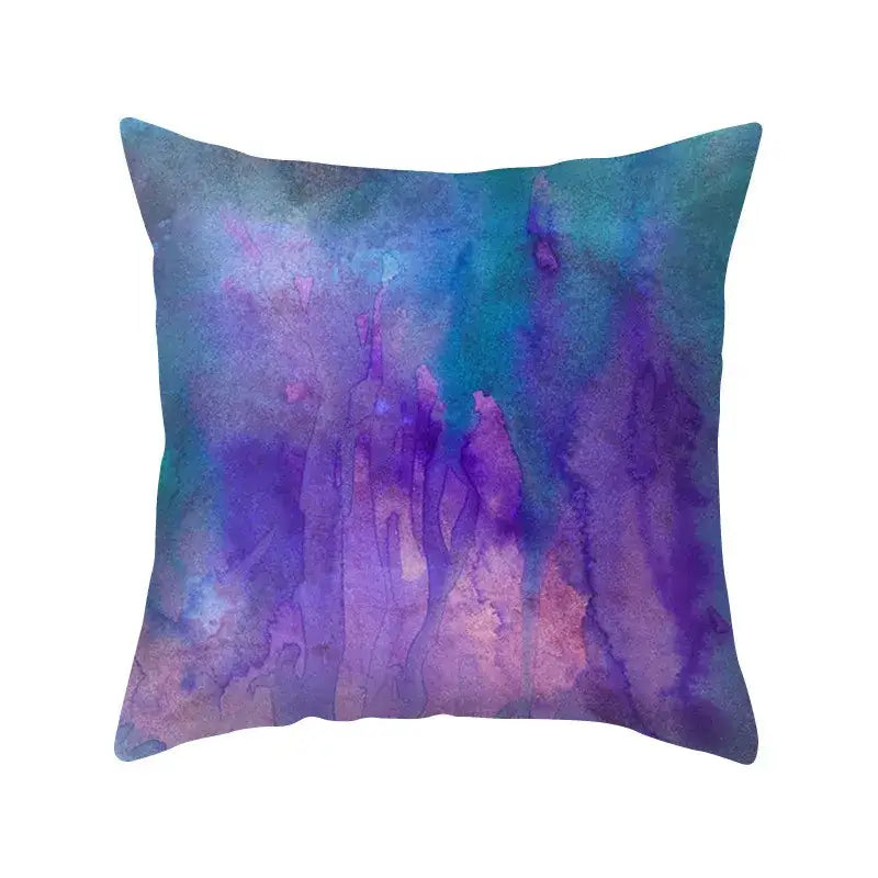 Square throw pillow case with abstract blue purple polyester watercolor design for decorbites bedroom decorbites blue purple