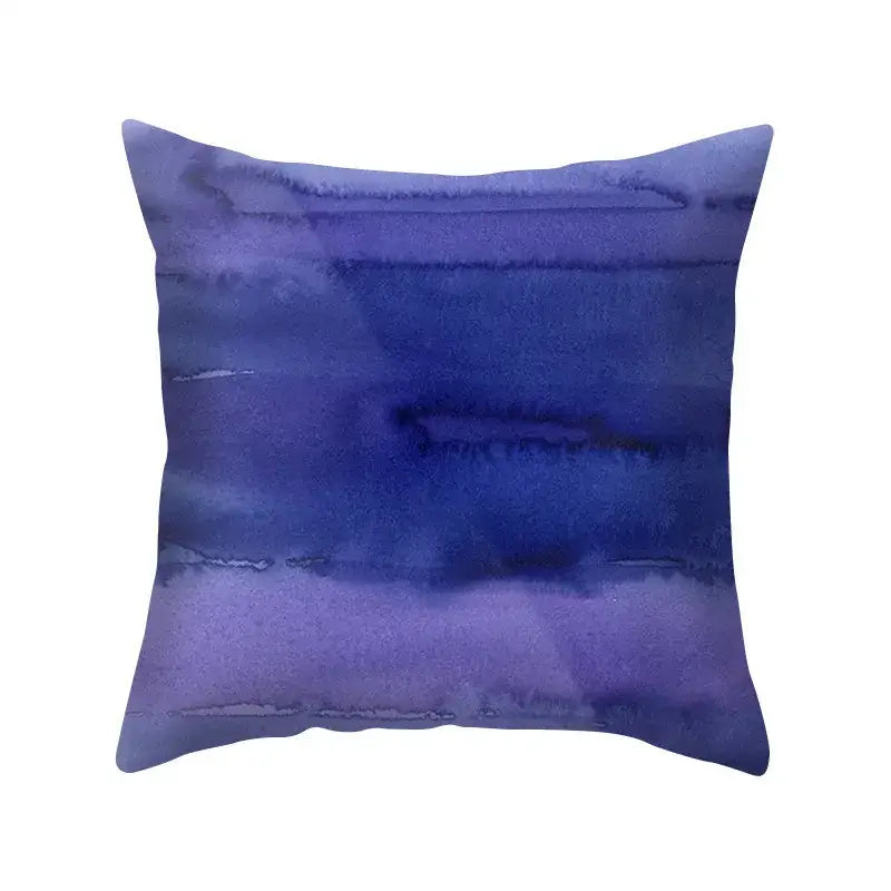 Purple watercolor abstract pillow case with blended deep blue and lavender hues blue purple polyester decorbites cover