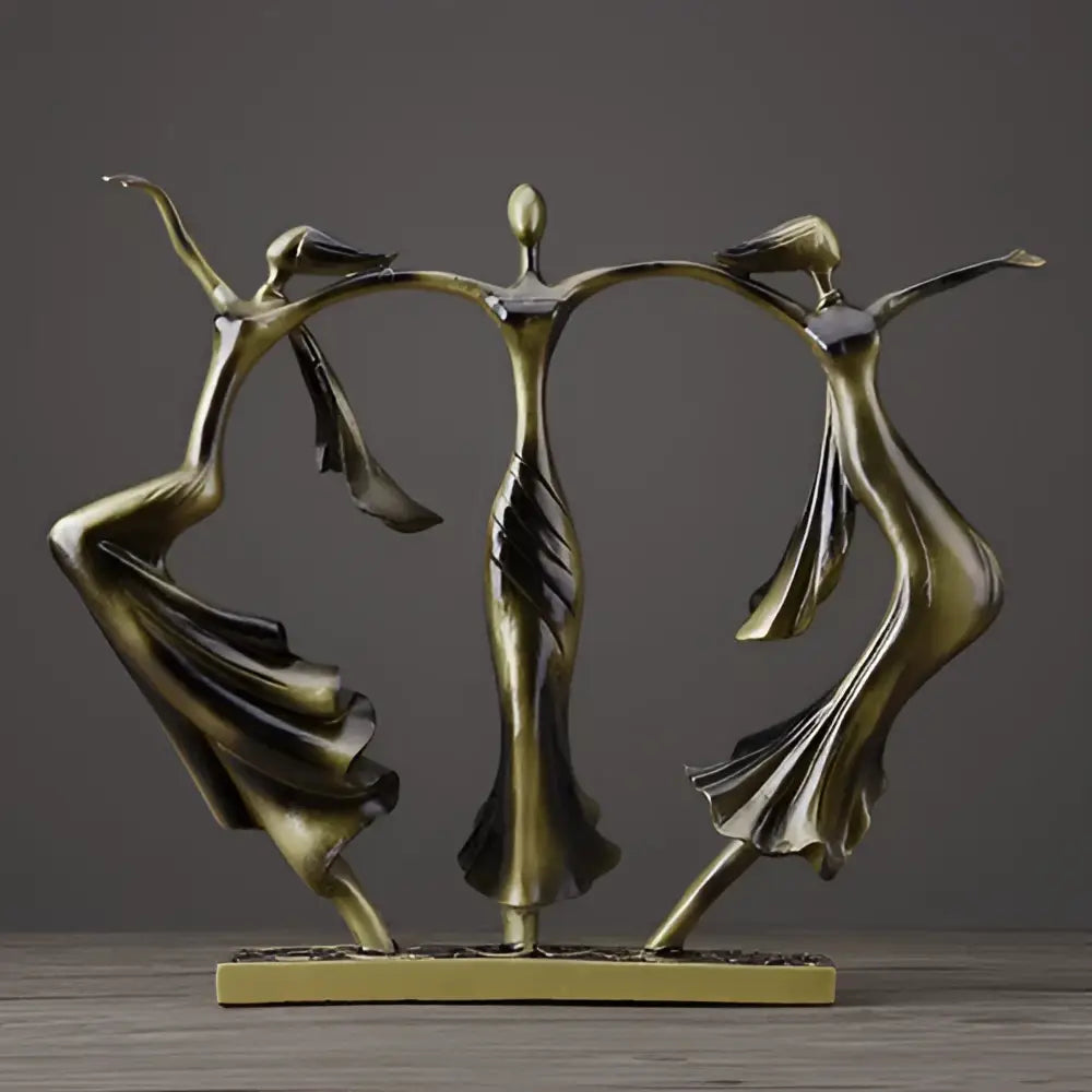Abstract bronze dancing couple sculpture with flowing draped fabric forms for living room decorbites decor