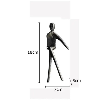 Minimalist 18cm tall gold plated figure sculpture set featuring an abstract bronze decorbites gold plated design