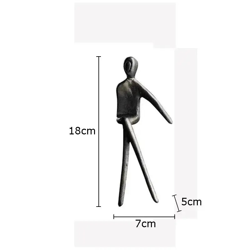 Minimalist 18cm tall gold plated figure sculpture set featuring an abstract bronze decorbites gold plated design