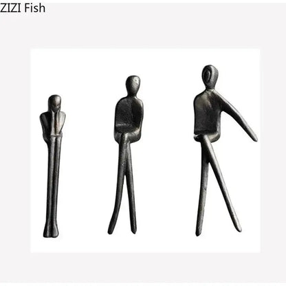 Three minimalist gold plated figure sculpture set in bronze metal for modern living room decorbites decor