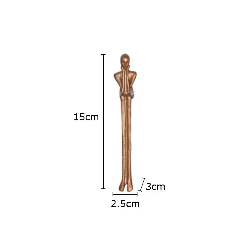 A slender bronze-colored abstract sculpture set decorbites gold plated figure with elongated limbs for living room decor
