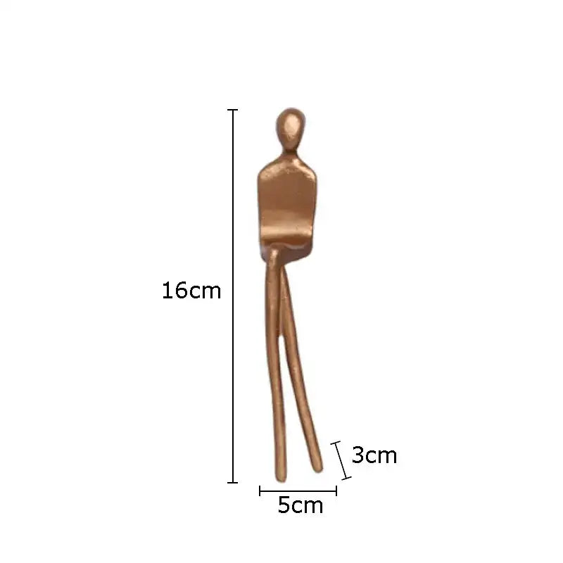 Bronze-colored abstract human figurine sculpture 16cm tall with smooth metallic finish for decorbites gold plated figure decorbites sculpture set
