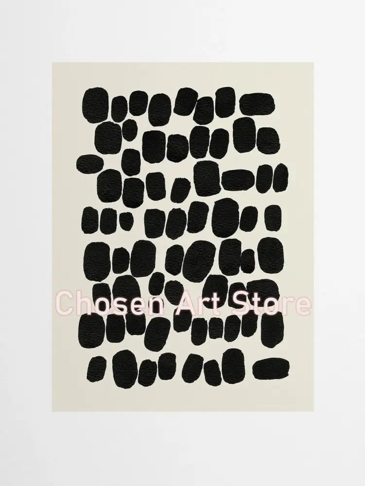 Decorbites™ 6 black and beige abstract canvas poster prints featuring textured black forms on cream beige abstract paper
