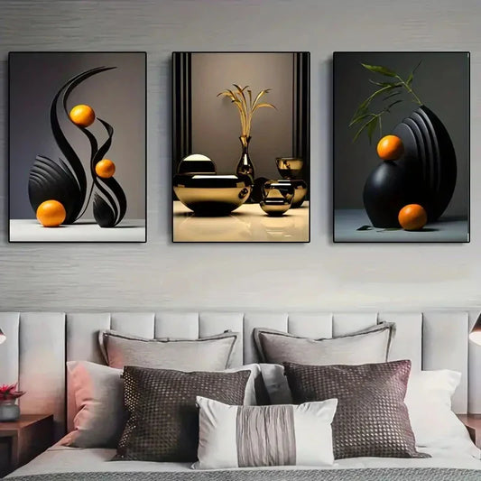 Abstract Canvas Print Set: 3D Sculpture Wall Art