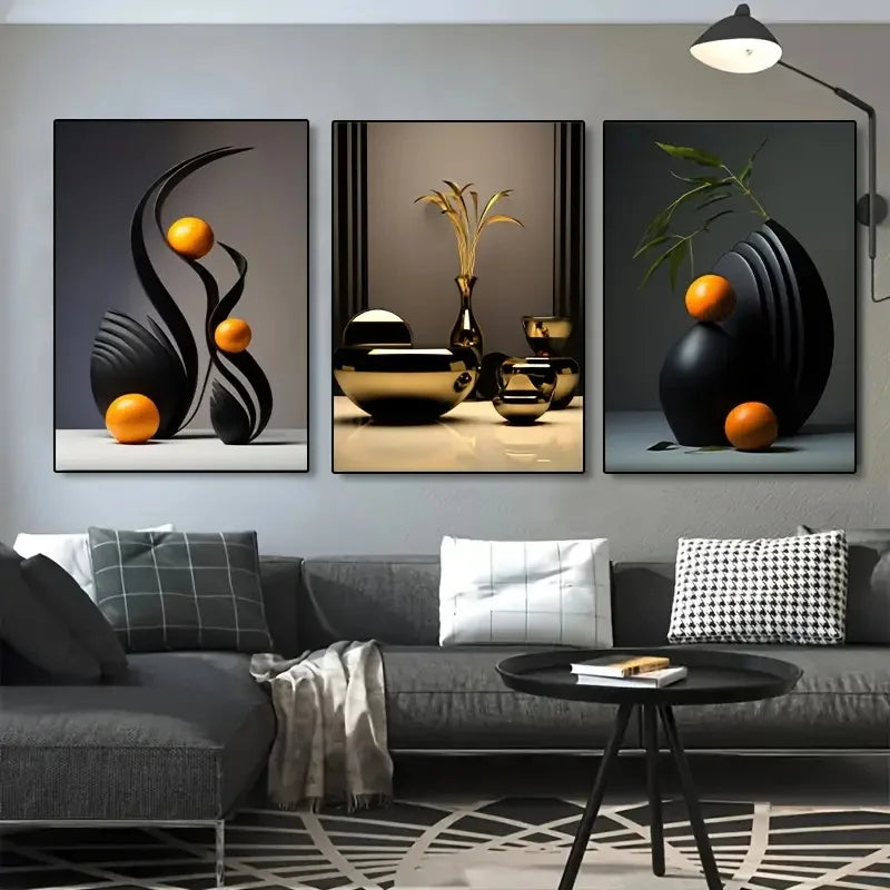 Abstract Canvas Print Set: 3D Sculpture Wall Art