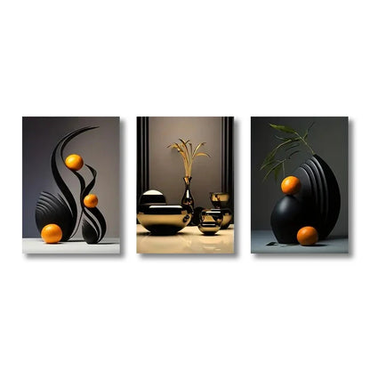 Abstract Canvas Print Set: 3D Sculpture Wall Art - CJ50213-3PCS / 45x60cm no frame