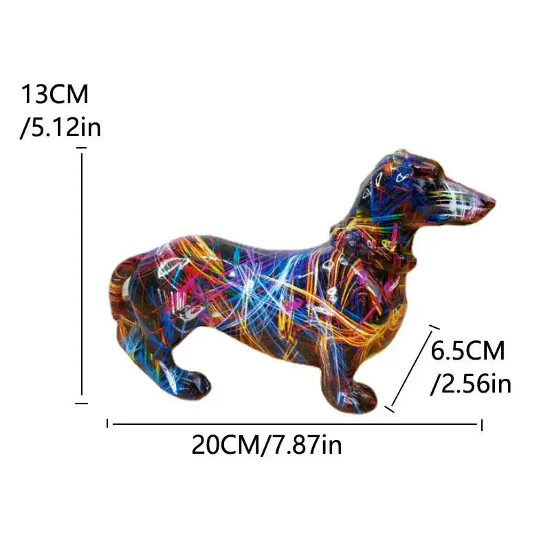 Vibrant abstract colorful dachshund dog statue with a glossy finish perfect for living room decorbites colorful dachshund