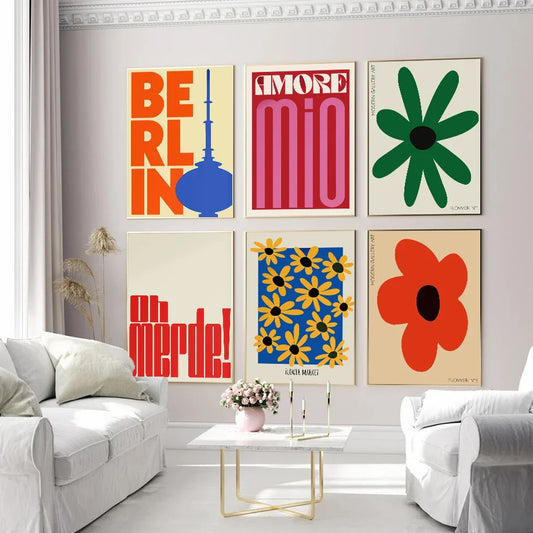 Abstract Flowers Wall Art Print Canvas Decor - Posters