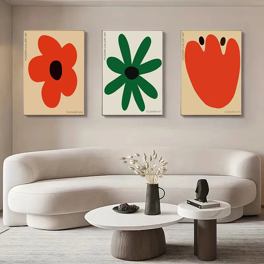 Abstract Flowers Wall Art Print Canvas Decor - Posters