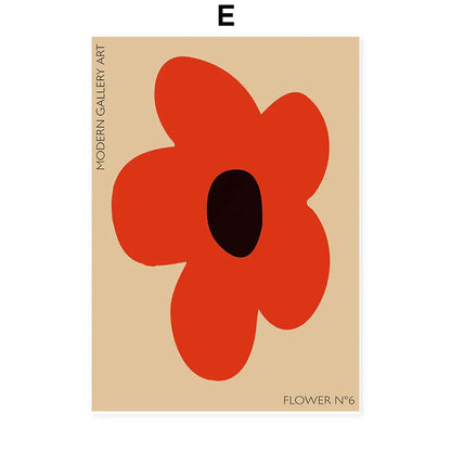 Abstract Flowers Wall Art Print Canvas Decor - E / 21X30CM - Posters