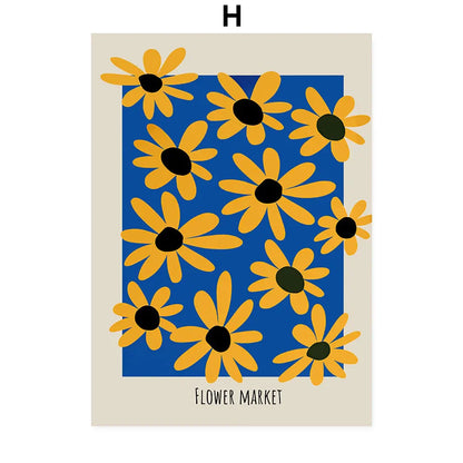 Abstract Flowers Wall Art Print Canvas Decor - H / 30X40CM - Posters