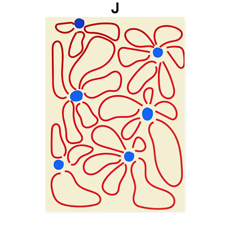 Abstract Flowers Wall Art Print Canvas Decor - J / 21X30CM - Posters