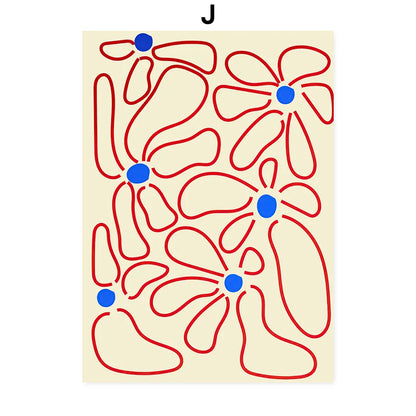 Abstract Flowers Wall Art Print Canvas Decor - J / 21X30CM - Posters