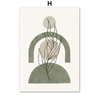 Abstract Geometric Leaf Canvas Wall Art - Posters