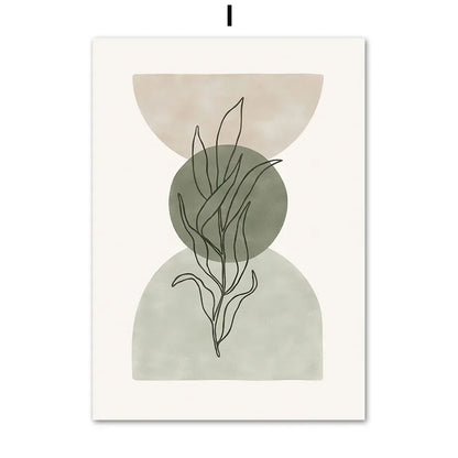 Abstract Geometric Leaf Canvas Wall Art - Posters