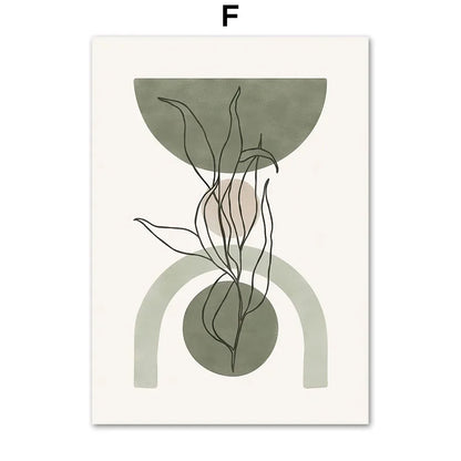 Abstract Geometric Leaf Canvas Wall Art - Posters