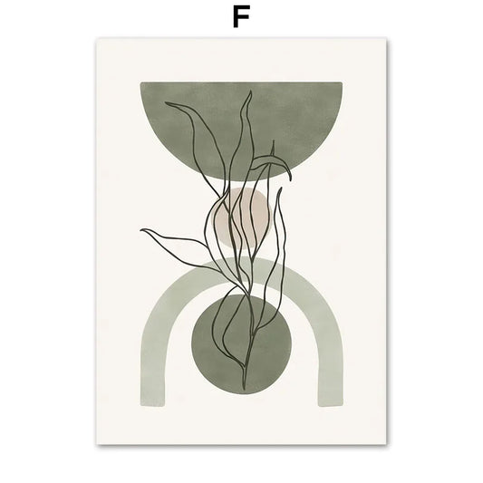 Abstract Geometric Leaves Canvas Wall Art - F / 40X50cm No Frame - Posters