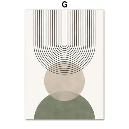 Abstract Geometric Leaves Canvas Wall Art - G / 40X50cm No Frame - Posters