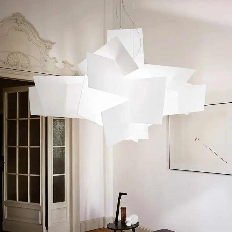 Abstract geometric white and gold pendant lamp made of translucent material for modern living room decorbites big bang led
