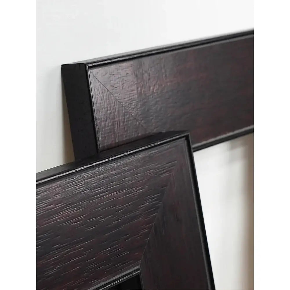 Dark wood picture frames with textured grainy finish for abstract golden brown fur decorative painting wall decorbites fur decorative