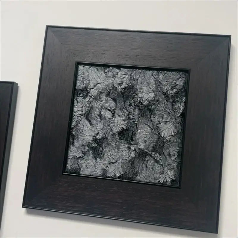 Black framed abstract fur decorative painting with textured silver surface and intricate leaf patterns for living room decorbites fur decorative