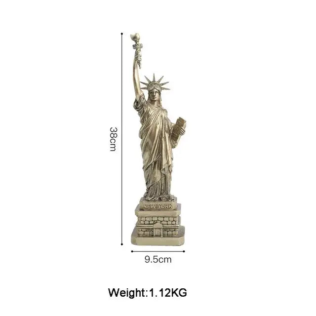 Bronze-colored gold resin statue miniature statue of liberty with detailed crown torch and new york tablet base decor