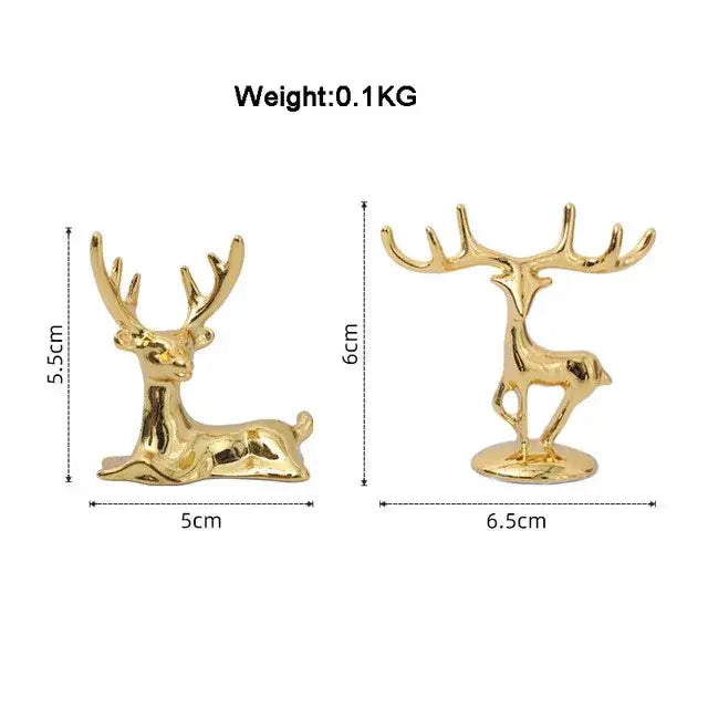 Abstract golden eagle resin statue featuring gold resin reclining and standing deer figurines for living room decor