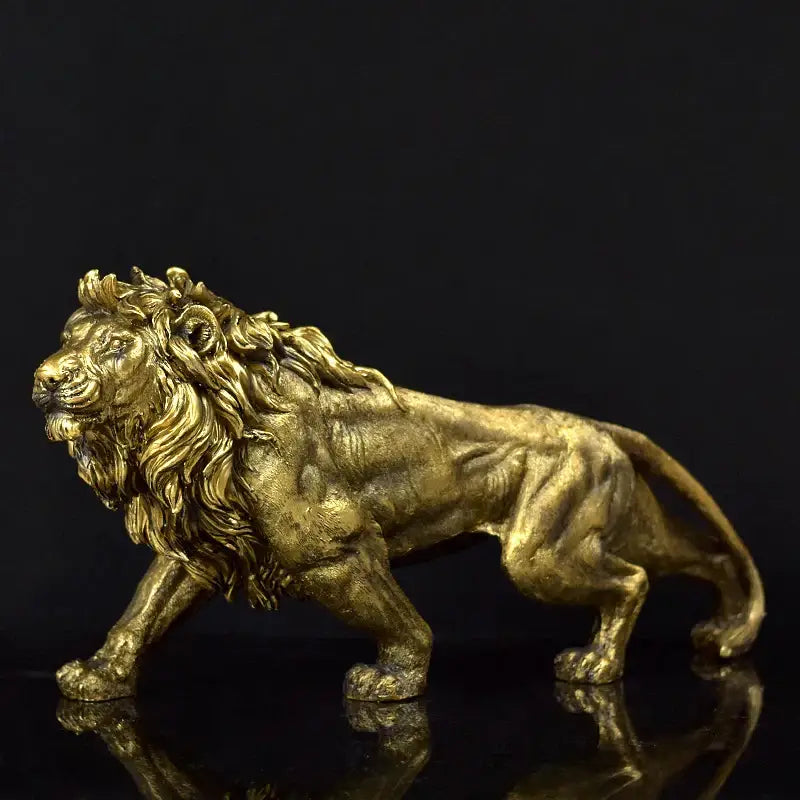 Abstract golden lion crown statue with detailed mane and metallic finish by decorbites lion crown for living room decor