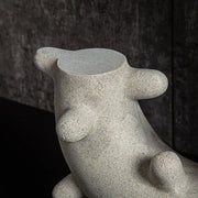 Gray stone geometric cactus resin sculpture with rounded features and textured surface for living room decor