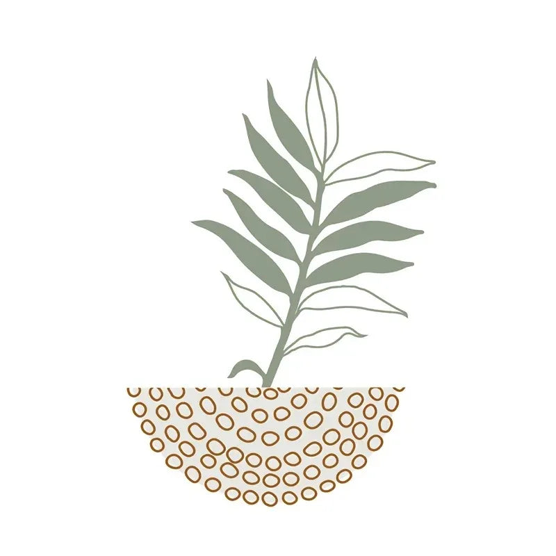 Abstract Green Plants Wall Art Trio - 16 / 30x40CM No Frame - Posters