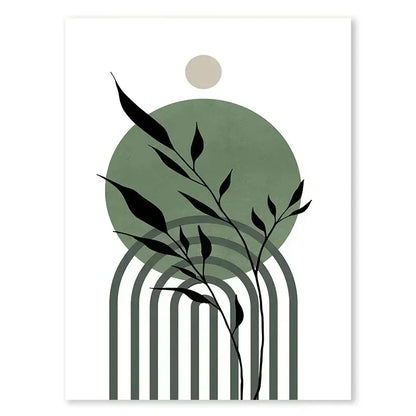 Abstract Green Plants Wall Art Trio - 3 / 20x30CM No Frame - Posters