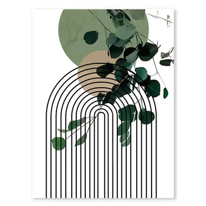 Abstract Green Plants Wall Art Trio - 4 / 30x40CM No Frame - Posters
