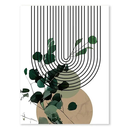 Abstract Green Plants Wall Art Trio - 5 / 30x40CM No Frame - Posters