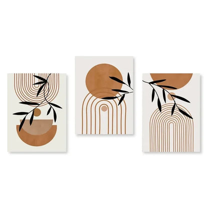 Abstract Green Plants Wall Art Trio - MULTI / 50x70CM No Frame - Posters