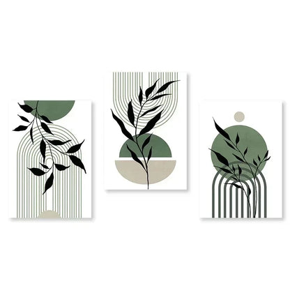Abstract Green Plants Wall Art Trio - VIOLET/紫罗兰 / 50x70CM No Frame - Posters